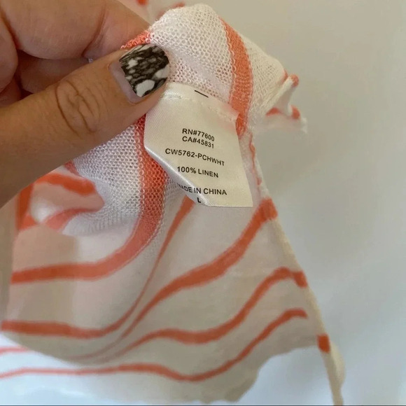 Chaser Linen Stripe Scoop Neck Long Sleeve Sz L - Picture 5 of 6